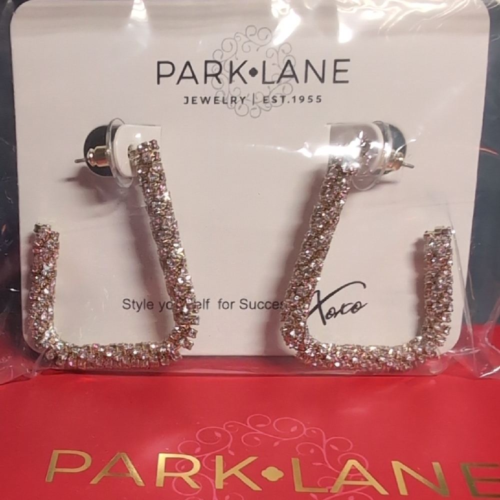 Park Lane Sparkling Gold and Silver Square Earrings